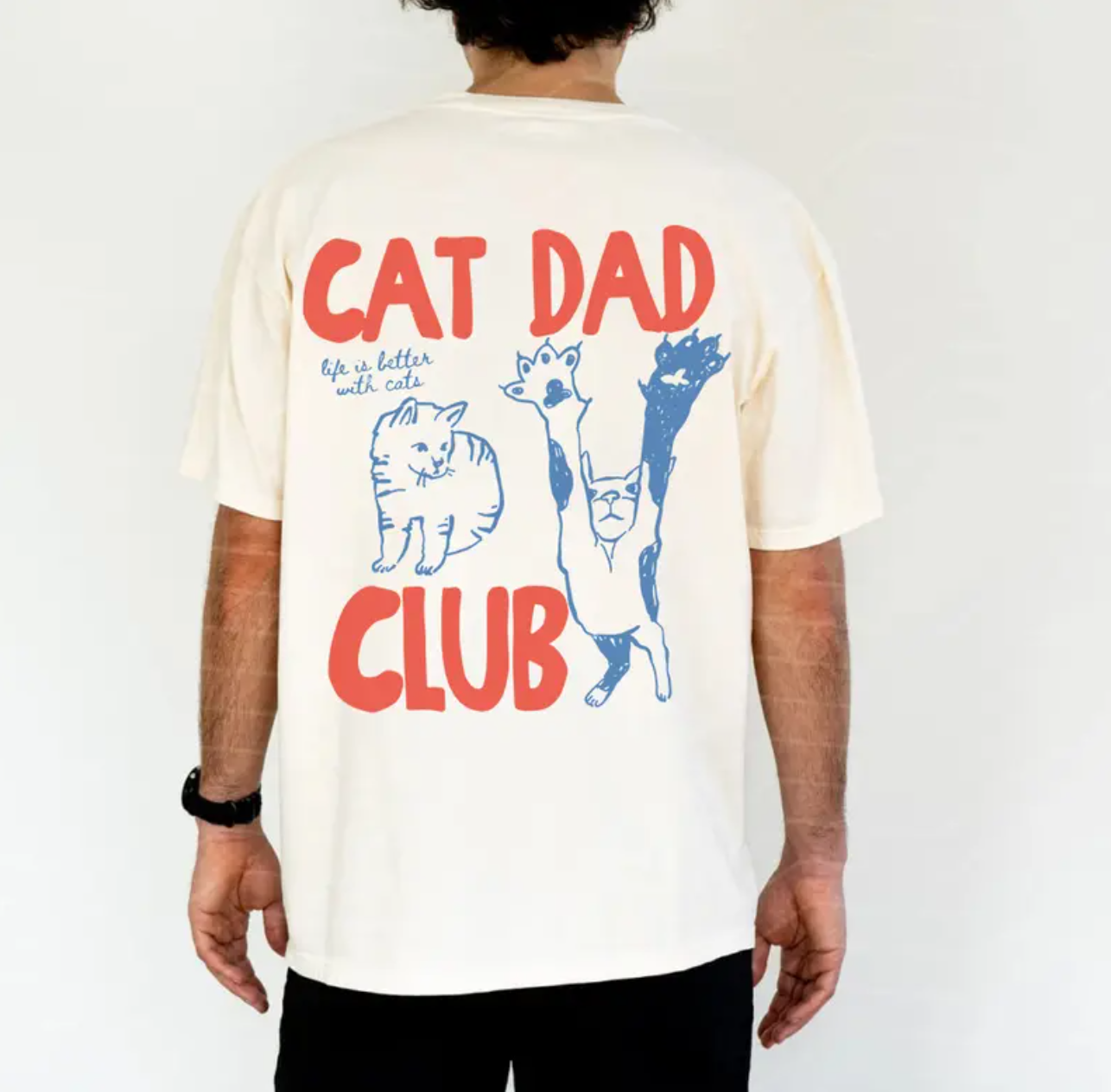 Cat Dad Club Shirt, Funny Cat Dad Tee With Large Back Design Graphic